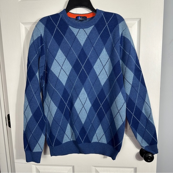 Boden men's medium argyle sweater, blue, wool blend, fall, winter, warm - Picture 1 of 9
